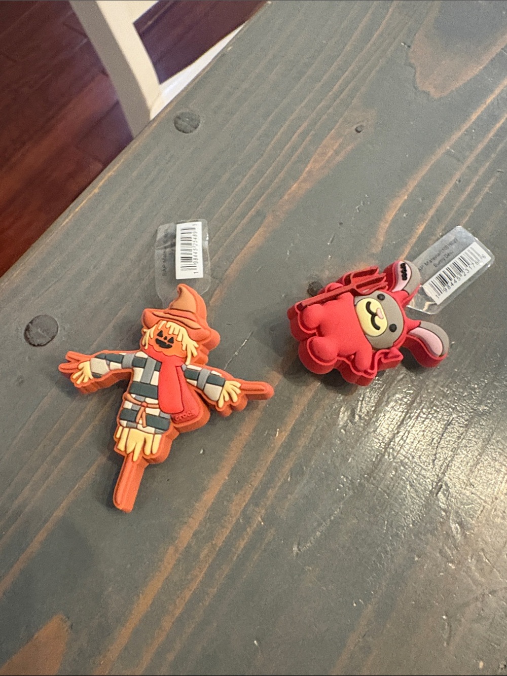 CROCS Orange Scarecrow & Red Bunny Jibbitz Shoe Charms